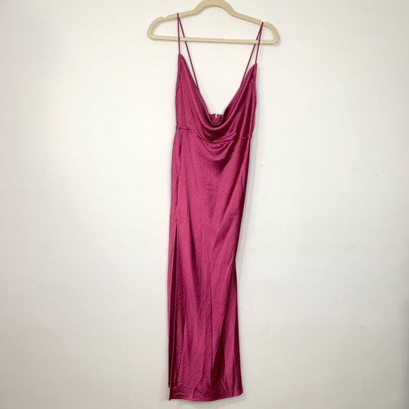LIONESS Walk The Line Midi‎ Dress In Magenta Sz M - Picture 3 of 10
